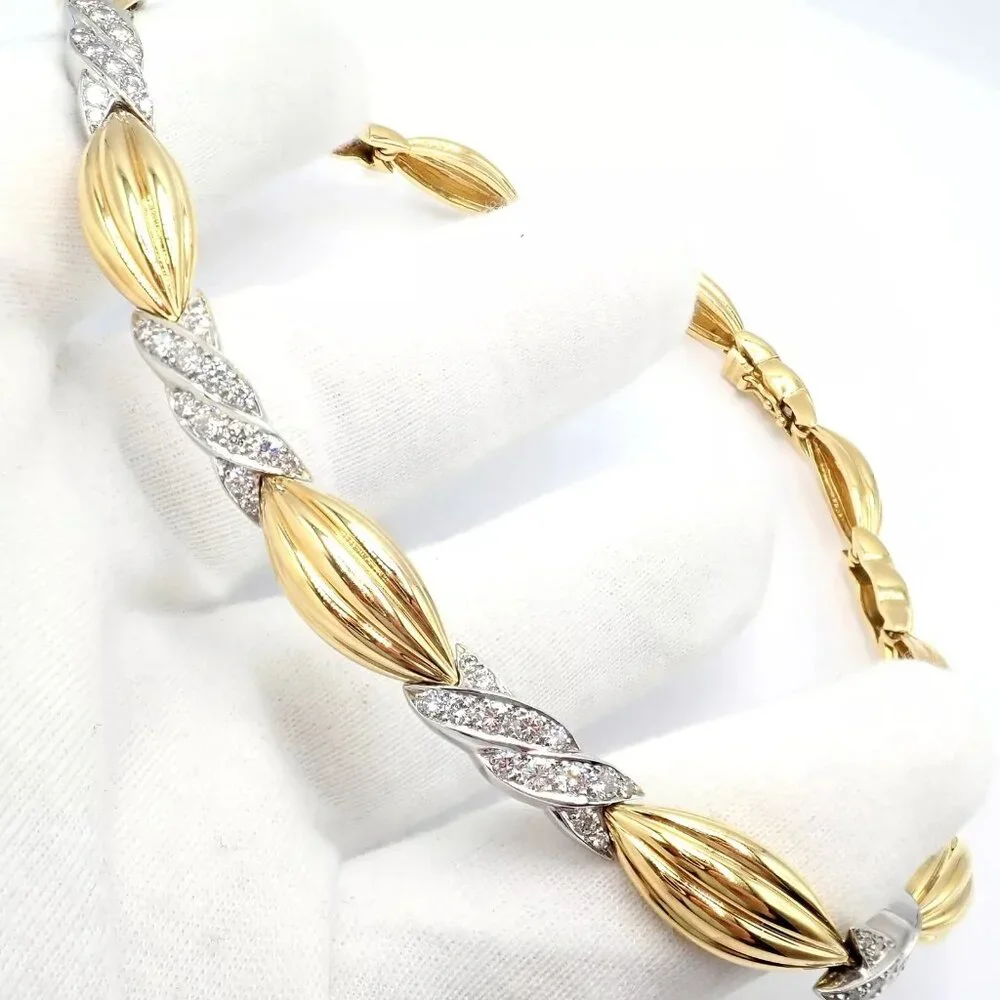Authentic! Tiffany & Co 18k Yellow + White Gold 4ct Diamond Candy Necklace